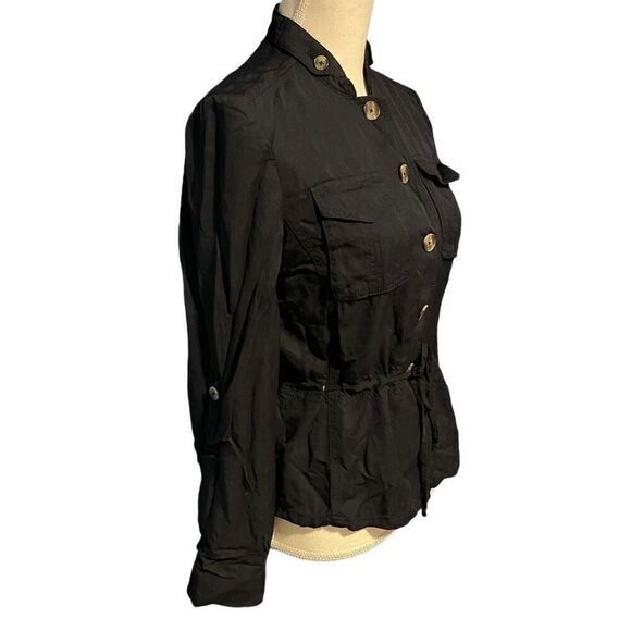 White House Black Market Modal Lyocell Blend Soft Utility Jacket Black Size 2 - Picture 4 of 7